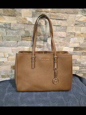 MICHAEL KORS Brown Saffiano Leather Tote Bag